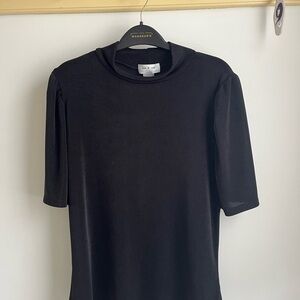 Kim & Cami Black Mock Neck Short Sleeve Top